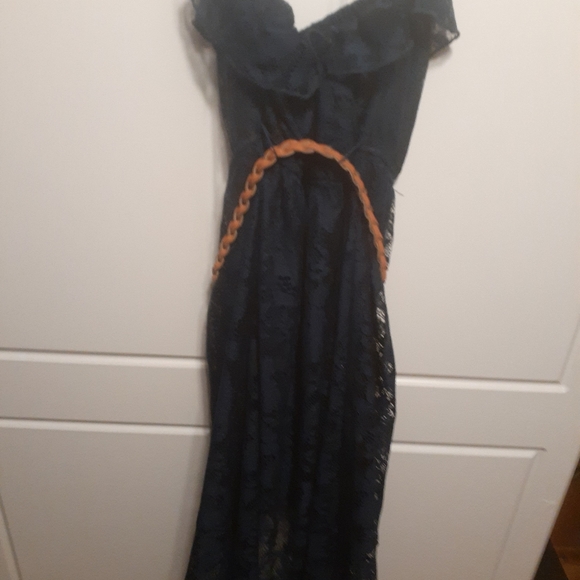 Navy Lace High Low Dress - Picture 2 of 6